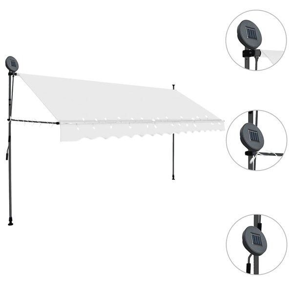 Tenda na ručno uvlačenje s LED svjetlima 350 cm krem - Krema / N/A
