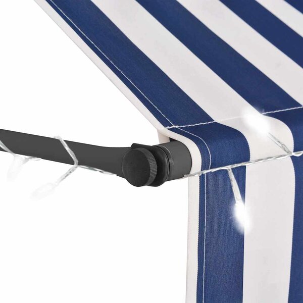 Tenda na ručno uvlačenje s LED svjetlima 100 cm plavo-bijela - Plava / N/A