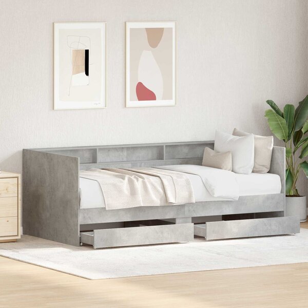Dnevni krevet s ladicama Siva 90 x 200 cm Konstruirano drvo - Siva / 90 x 200 cm