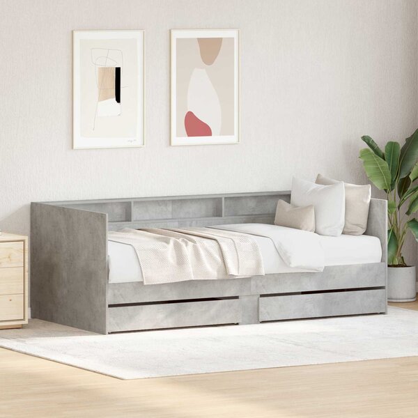 Dnevni krevet s ladicama Siva 90 x 200 cm Konstruirano drvo - Siva / 90 x 200 cm