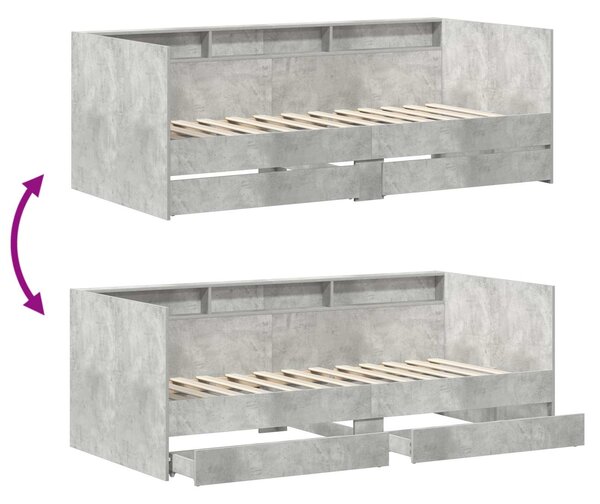Dnevni krevet s ladicama Siva 90 x 200 cm Konstruirano drvo - Siva / 90 x 200 cm
