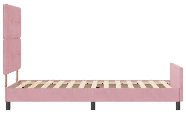 Krevet s opruga kutije Ružičasta 90 x 190 cm Baršun - Ružičasta / 90 x 190 cm