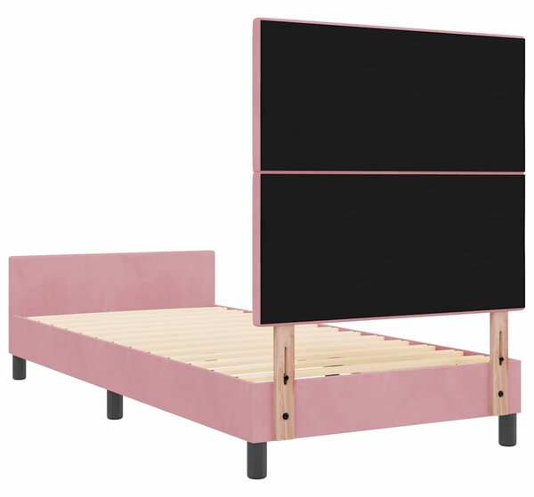 Krevet s opruga kutije Ružičasta 90 x 190 cm Baršun - Ružičasta / 90 x 190 cm