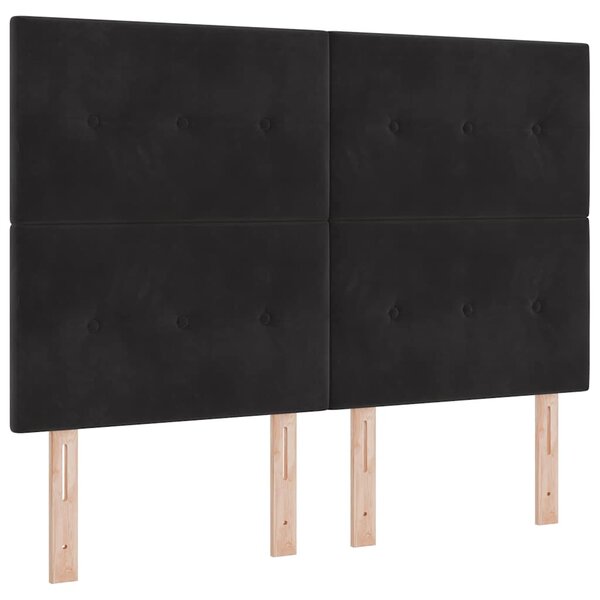 Krevet s opruga kutije s madracem Crna 190 x 140 cm Baršun - Crna / 190 x 140 cm
