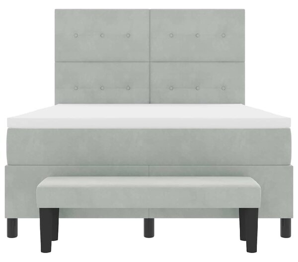 Krevet s opruga kutije Svjetlosiva 190 x 140 cm Baršun - Svjetlosiva / 190 x 140 cm