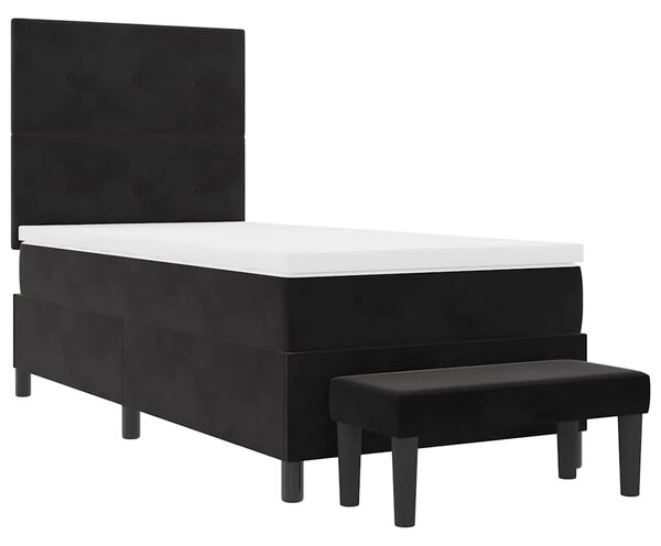 Krevet s opruga kutije s jastukom Crna 200 x 90 cm Baršun - Crna / 200 x 90 cm