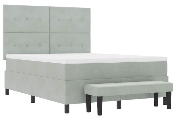 Krevet s opruga kutije Svjetlosiva 190 x 140 cm Baršun - Svjetlosiva / 190 x 140 cm
