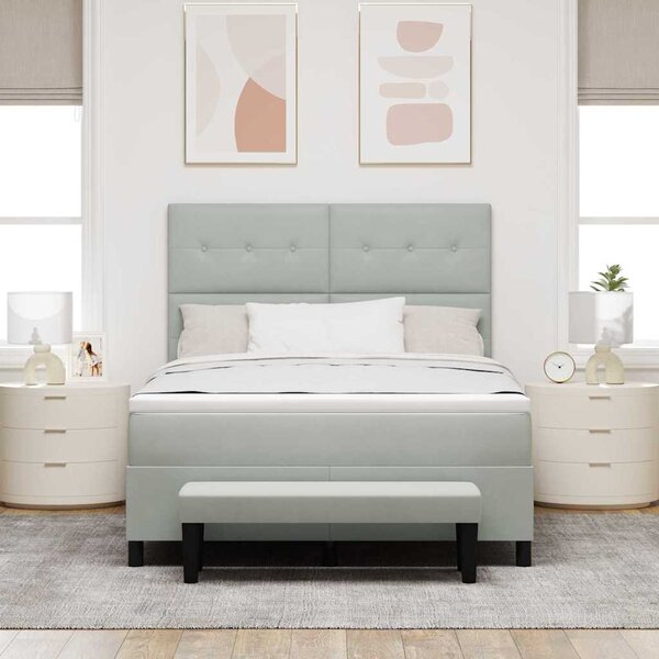 Krevet s opruga kutije Svjetlosiva 190 x 140 cm Baršun - Svjetlosiva / 190 x 140 cm