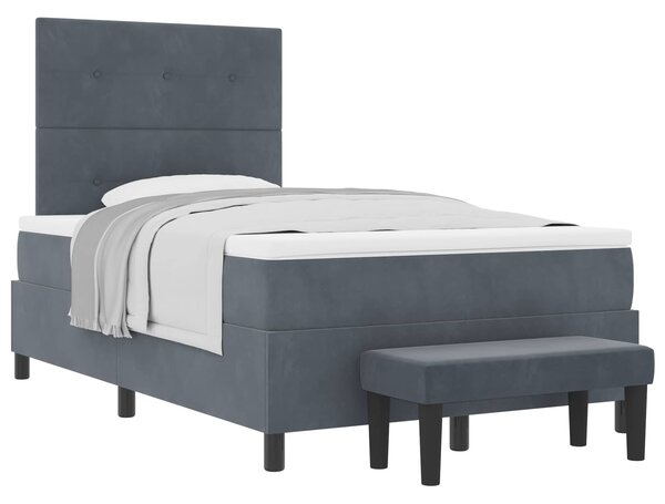 Krevet s opruga kutije Tamno siva 190 x 120 cm Baršun - Siva / 190 x 120 cm
