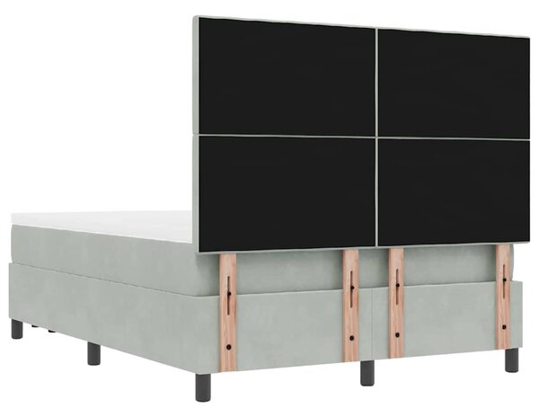 Krevet s opruga kutije Svjetlosiva 190 x 140 cm Baršun - Svjetlosiva / 190 x 140 cm