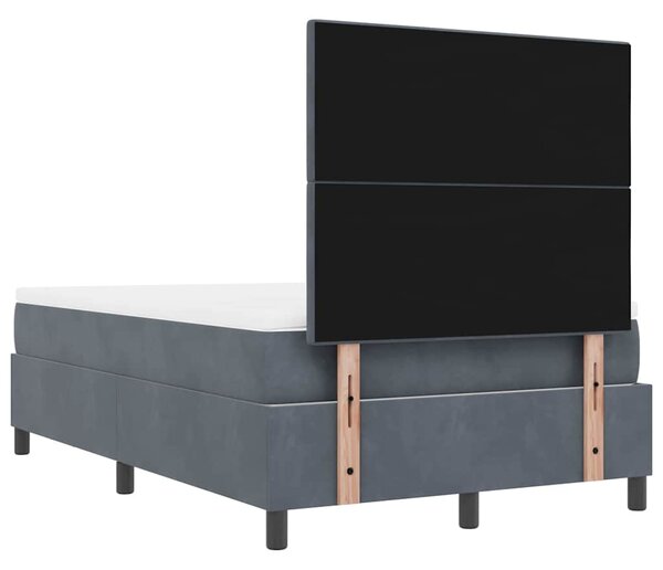 Krevet s opruga kutije Tamno siva 190 x 120 cm Baršun - Siva / 190 x 120 cm
