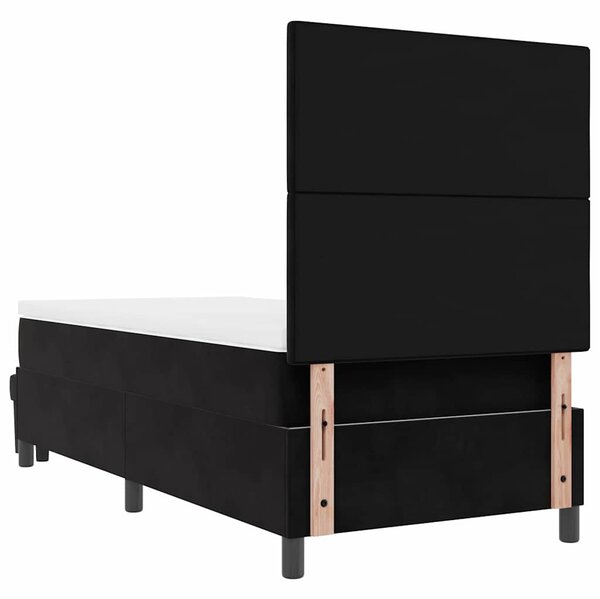 Krevet s opruga kutije s jastukom Crna 200 x 90 cm Baršun - Crna / 200 x 90 cm