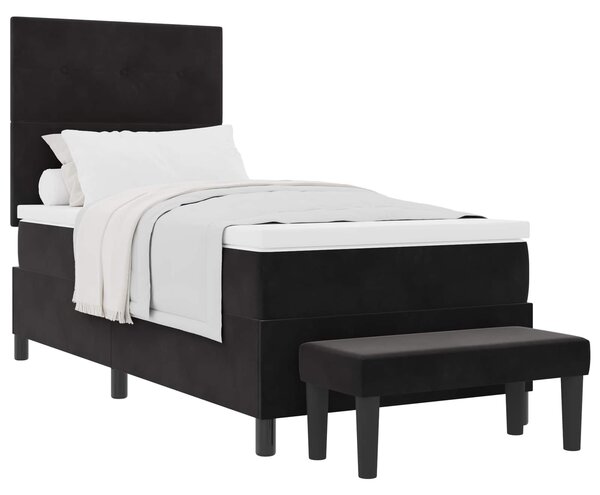Krevet s opruga kutije s jastukom Crna 200 x 90 cm Baršun - Crna / 200 x 90 cm