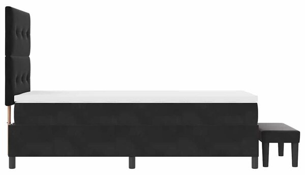 Krevet s opruga kutije s jastukom Crna 200 x 90 cm Baršun - Crna / 200 x 90 cm