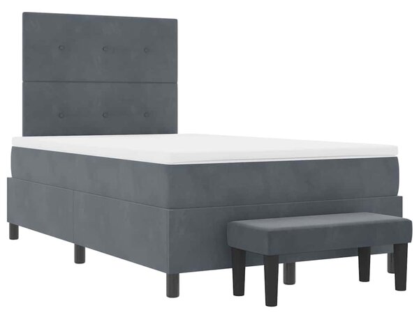 Krevet s opruga kutije Tamno siva 190 x 120 cm Baršun - Siva / 190 x 120 cm
