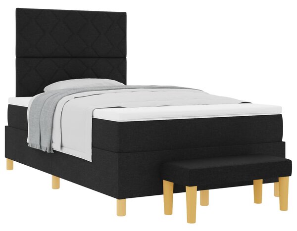Krevet s opruga kutije s jastukom Crna 200 x 120 cm tkanina - Crna / 200 x 120 cm