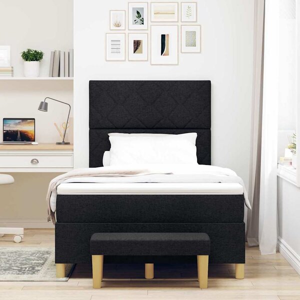Krevet s opruga kutije s jastukom Crna 200 x 120 cm tkanina - Crna / 200 x 120 cm