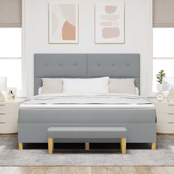 Krevet s opruga kutije Svjetlosiva 200 x 180 cm tkanina - Svjetlosiva / 200 x 180 cm