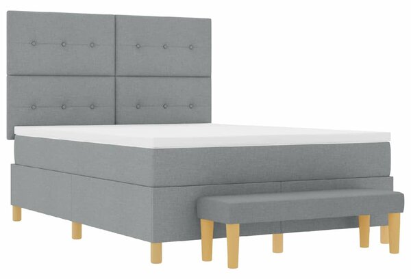 Krevet s opruga kutije Svjetlosiva 200 x 140 cm tkanina - Svjetlosiva / 200 x 140 cm