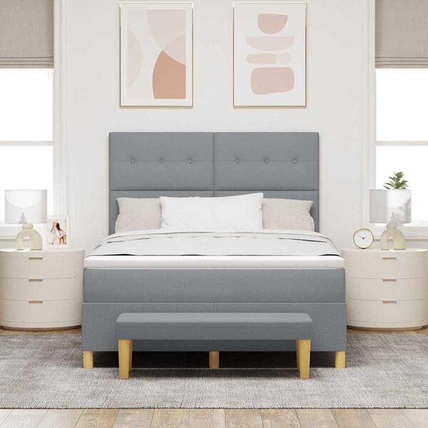 Krevet s opruga kutije Svjetlosiva 200 x 140 cm tkanina - Svjetlosiva / 200 x 140 cm