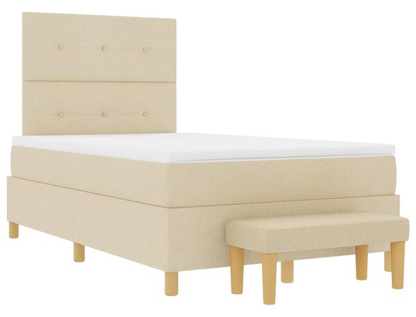 Krevet s opruga kutije s uzglavljem Krema 200 x 120 cm tkanina - Krem / 200 x 120 cm