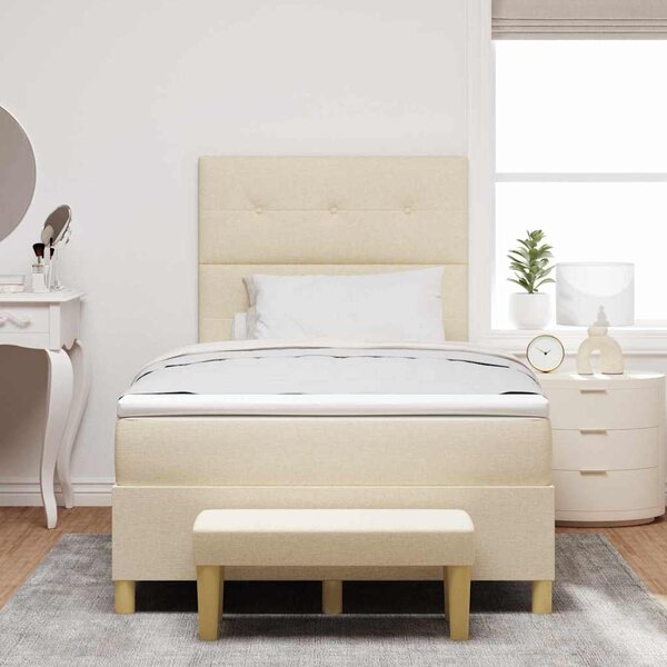 Krevet s opruga kutije s uzglavljem Krema 200 x 120 cm tkanina - Krem / 200 x 120 cm