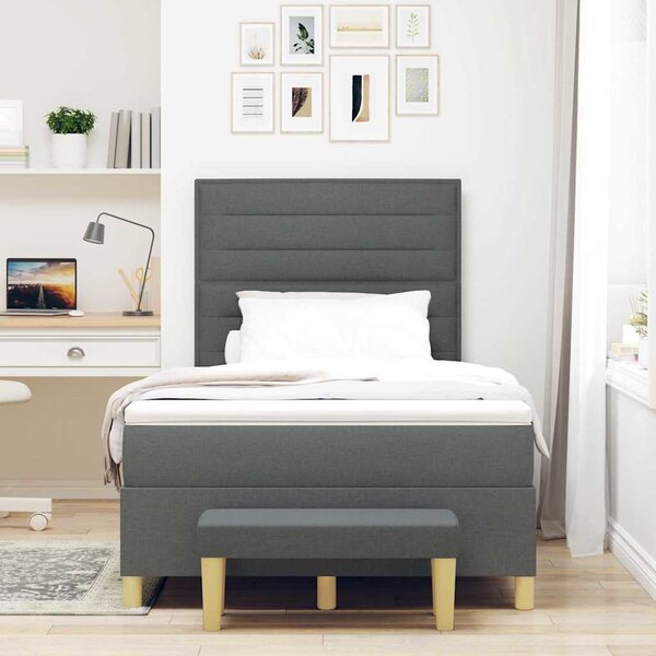 Krevet s opruga kutije Tamno siva 200 x 120 cm tkanina - Siva / 200 x 120 cm