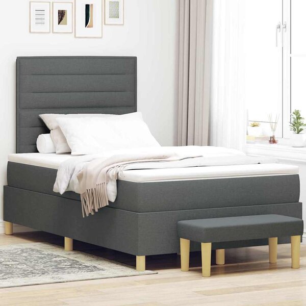 Krevet s opruga kutije Tamno siva 200 x 120 cm tkanina - Siva / 200 x 120 cm
