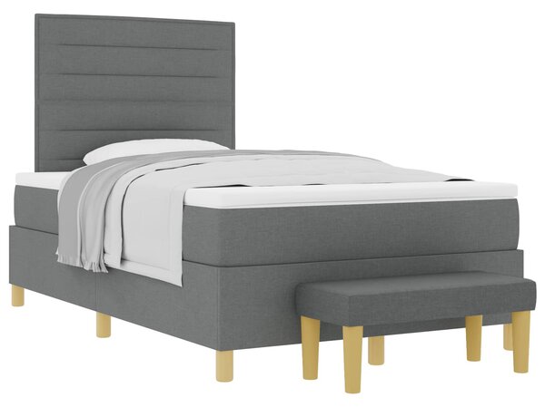 Krevet s opruga kutije Tamno siva 200 x 120 cm tkanina - Siva / 200 x 120 cm
