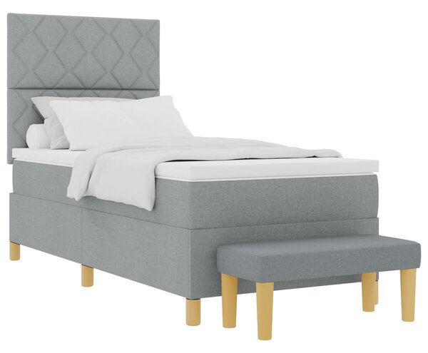 Krevet s opruga kutije Svjetlosiva 200 x 100 cm tkanina - Svjetlosiva / 200 x 100 cm