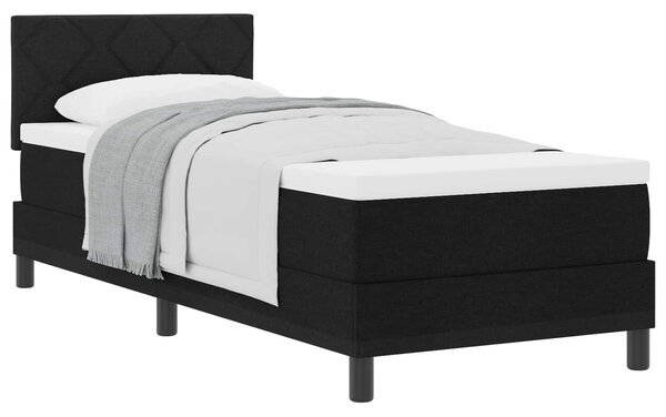 Krevet s opruga kutije s uzglavljem Crna 80 x 200 cm tkanina - Crna / 80 x 200 cm