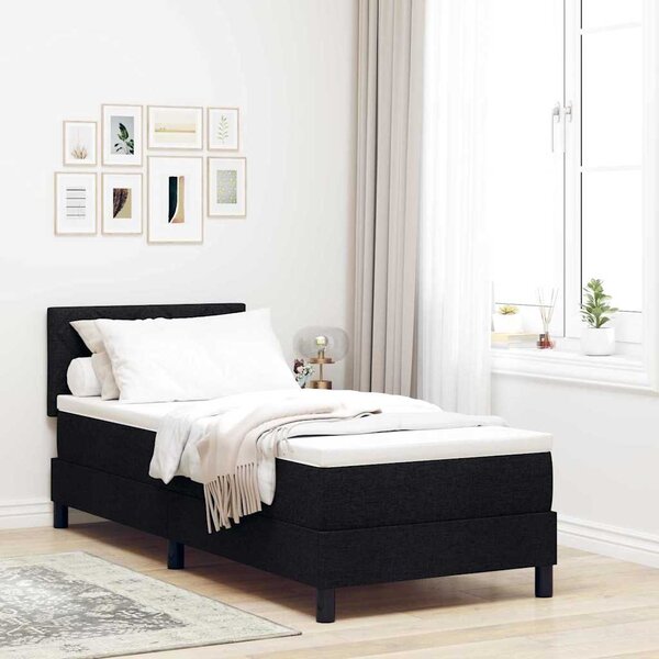 Krevet s opruga kutije s uzglavljem Crna 80 x 200 cm tkanina - Crna / 80 x 200 cm