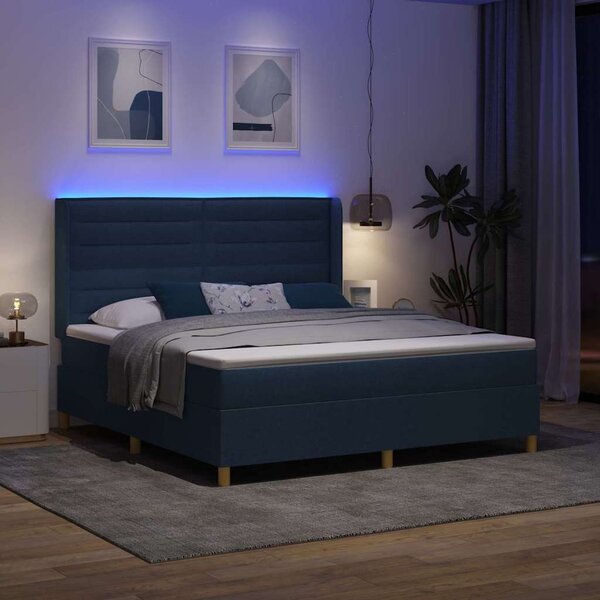 Krevet s opruga kutije s LED trakama Plava 180 x 200 cm tkanina - Plava / 180 x 200 cm