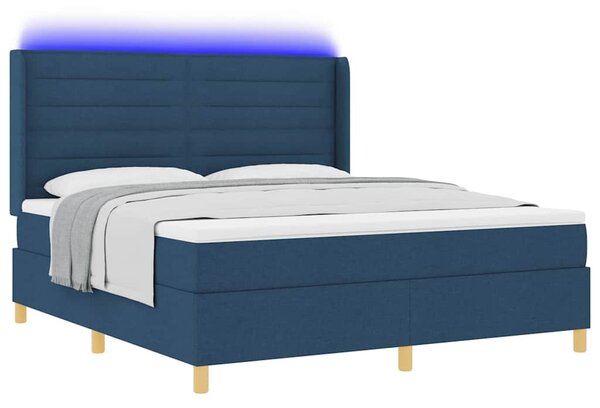 Krevet s opruga kutije s LED trakama Plava 180 x 200 cm tkanina - Plava / 180 x 200 cm