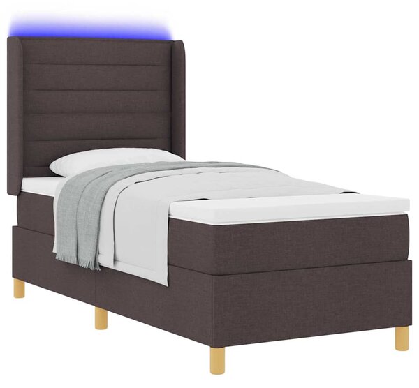 Krevet s opruga kutije s LED trakama Smeđa 90 x 190 cm tkanina - Smeđa / 90 x 190 cm
