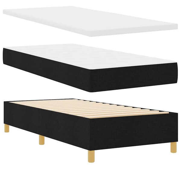 Krevet s opruga kutije s madracem Crna 80 x 200 cm tkanina - Svjetlosiva / 80 x 200 cm