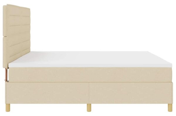 LED Box Spring Krevet s madracem Krema 200 x 200 cm tkanina - Krem / 200 x 200 cm