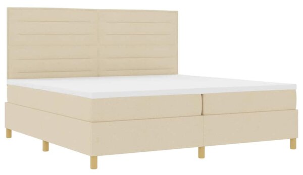 LED Box Spring Krevet s madracem Krema 200 x 200 cm tkanina - Krem / 200 x 200 cm