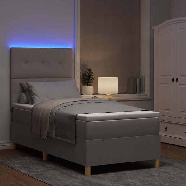 LED Box Spring Krevet s madracem Sivo-smeđa 80 x 200 cm tkanina - Smeđesiva / 80 x 200 cm