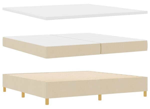 LED Box Spring Krevet s madracem Krema 200 x 200 cm tkanina - Krem / 200 x 200 cm