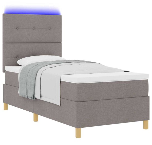 LED Box Spring Krevet s madracem Sivo-smeđa 80 x 200 cm tkanina - Smeđesiva / 80 x 200 cm