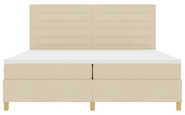 LED Box Spring Krevet s madracem Krema 200 x 200 cm tkanina - Krem / 200 x 200 cm