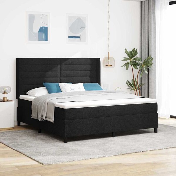 Krevet s opruga kutije s madracem Crna 200 x 180 cm tkanina - Crna / 200 x 180 cm