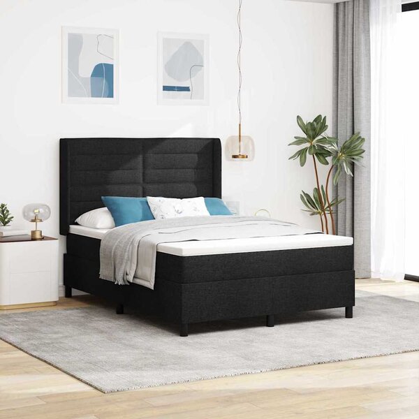 Krevet s opruga kutije s madracem Crna 200 x 140 cm tkanina - Crna / 200 x 140 cm
