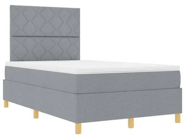 LED Box Spring Krevet Svijetlo siva 120 x 200 cm tkanina - Svjetlosiva / 120 x 200 cm