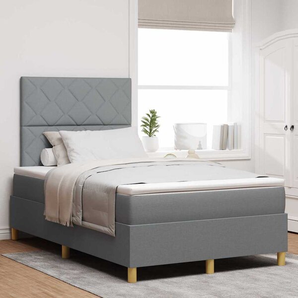 LED Box Spring Krevet Svijetlo siva 120 x 200 cm tkanina - Svjetlosiva / 120 x 200 cm