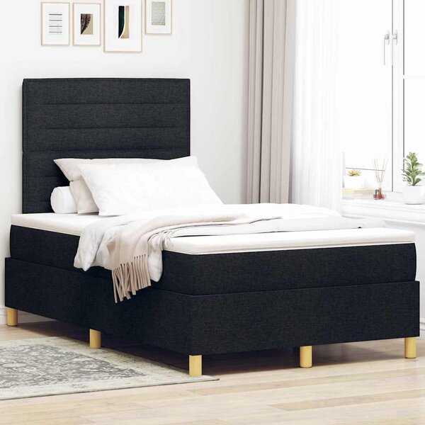 Krevet s opruga kutije s madracem Crna 120 x 200 cm tkanina - Crna / 120 x 200 cm