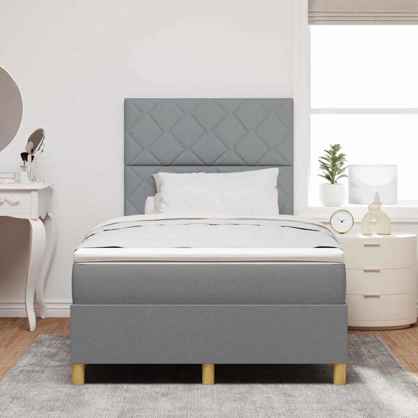LED Box Spring Krevet Svijetlo siva 120 x 200 cm tkanina - Svjetlosiva / 120 x 200 cm