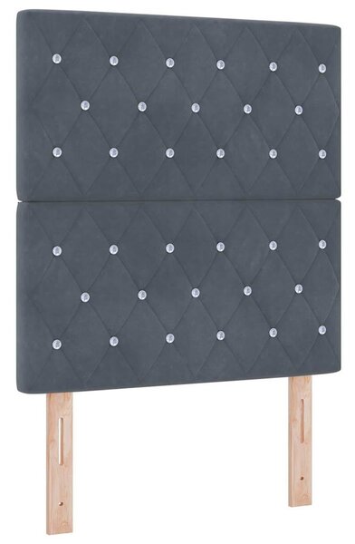 Krevet s opruga kutije s madracem Tamno siva 80 x 200 cm Baršun - Siva / 80 x 200 cm