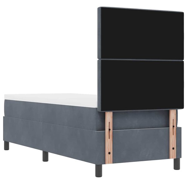 Krevet s opruga kutije s madracem Tamno siva 80 x 200 cm Baršun - Siva / 80 x 200 cm